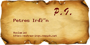Petres Irén névjegykártya